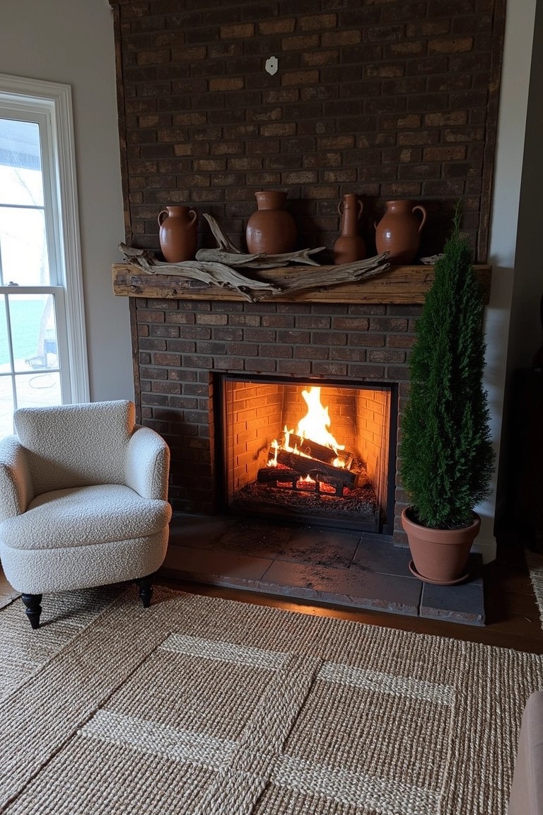 Clay Pots on the Mantel
