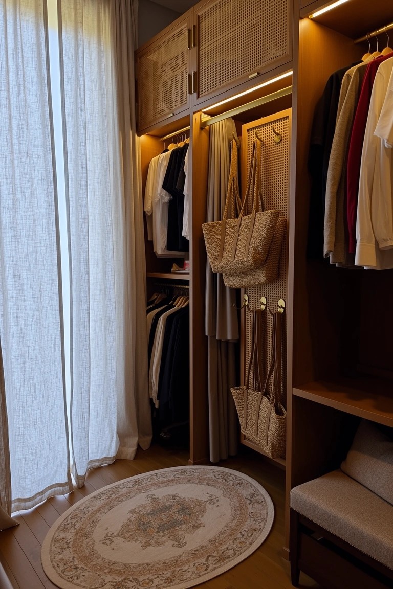 Closet with Rattan Panels