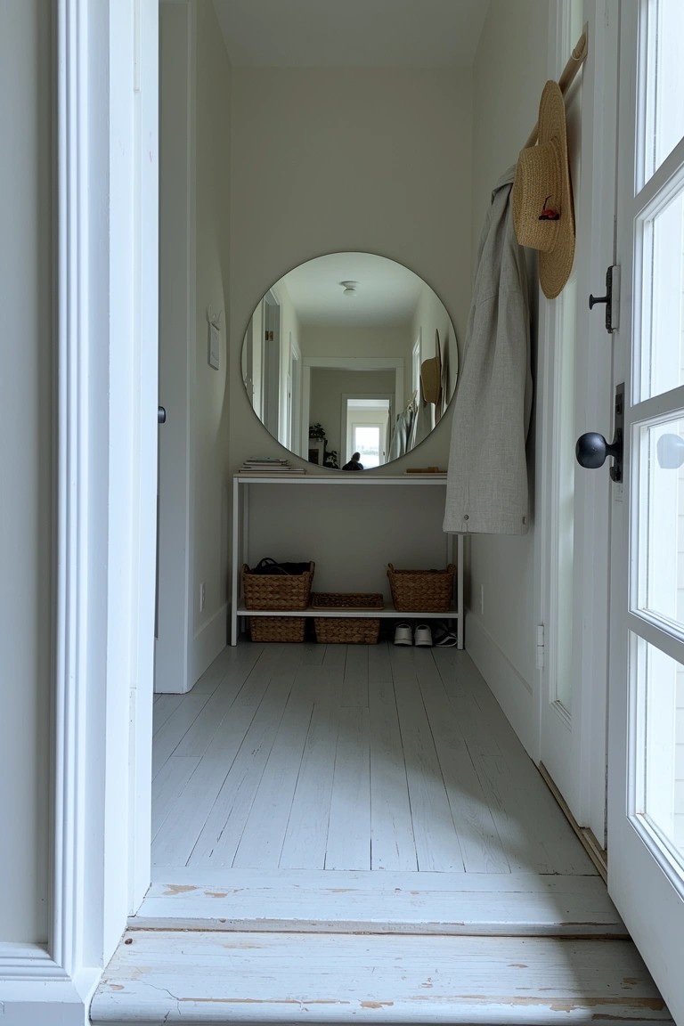 Round Mirror in the Hallway
