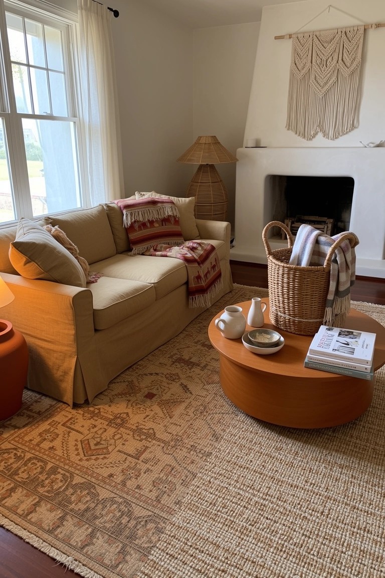 Woven Baskets Beside the Sofa