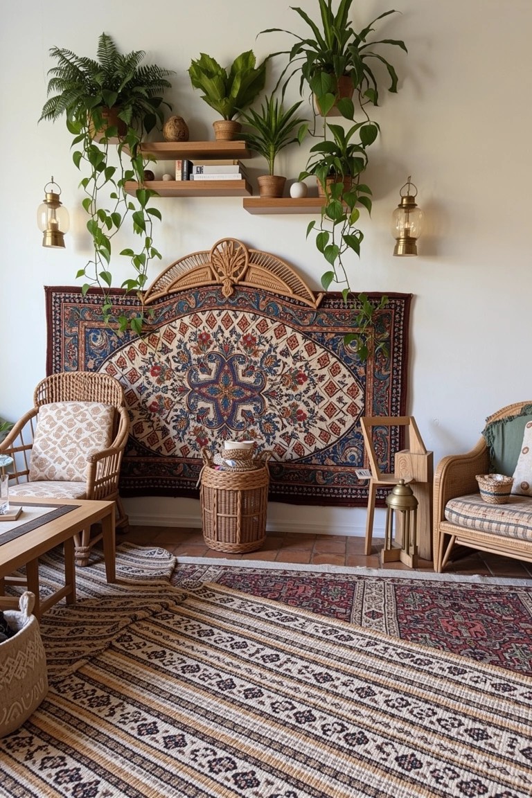 Hanging a Rug Behind the Bed