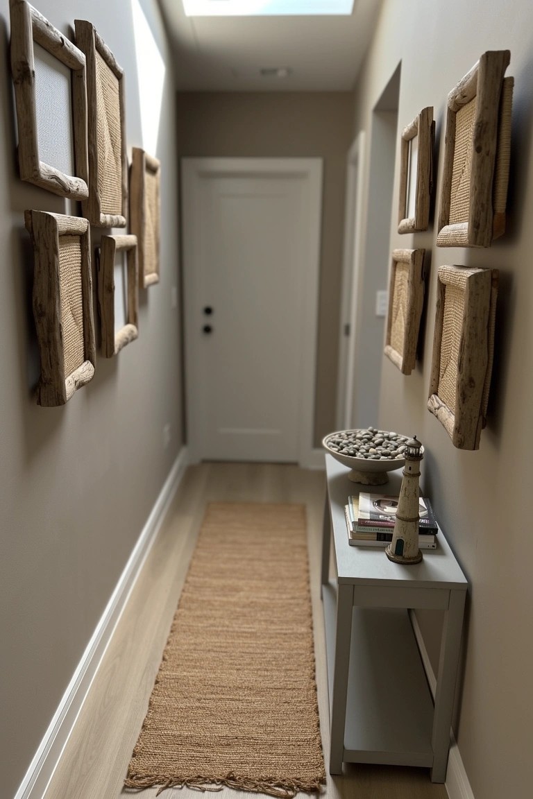 Hallway Walls with Rattan Frames