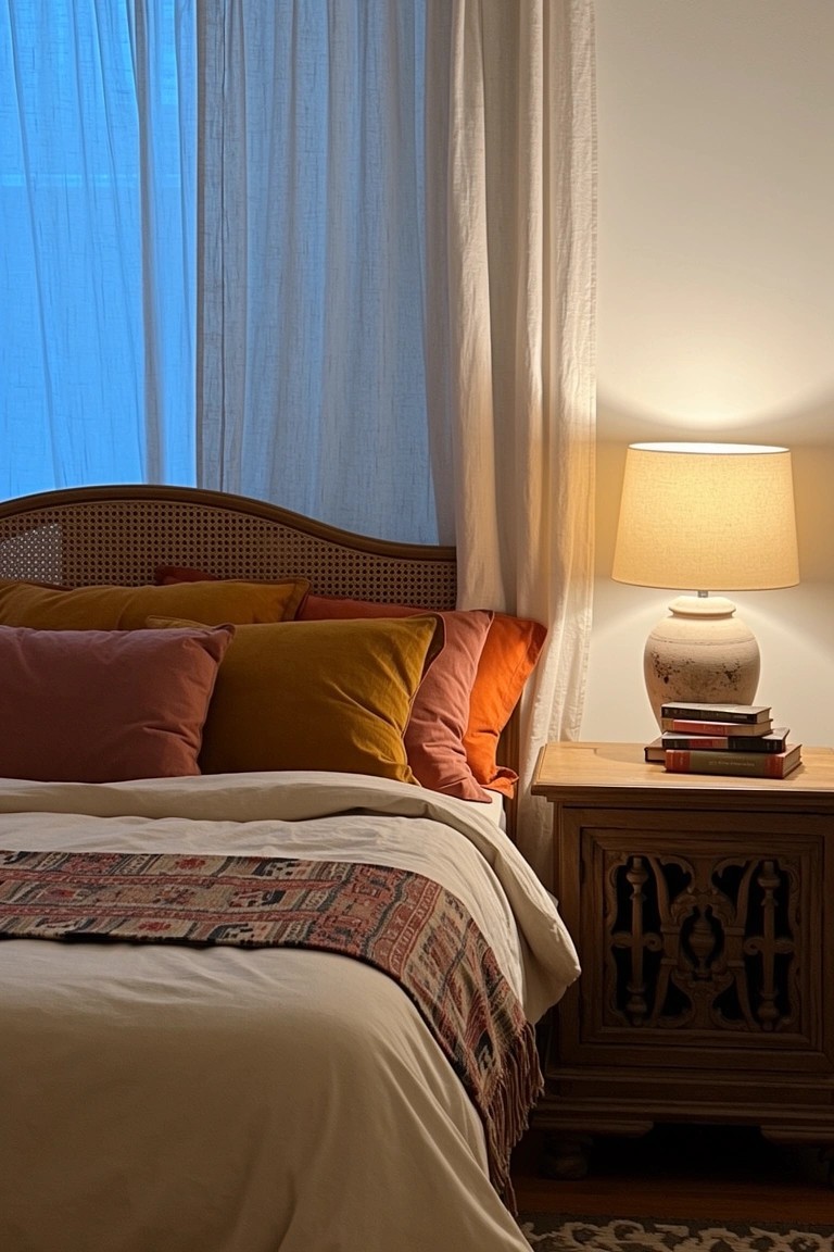 Layered Pillows in Warm Tones