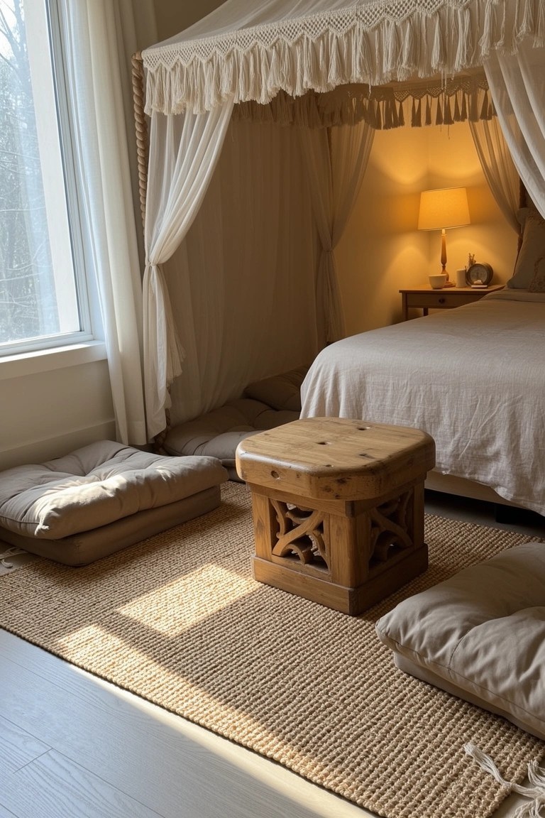 Floor Cushions Beside the Bed