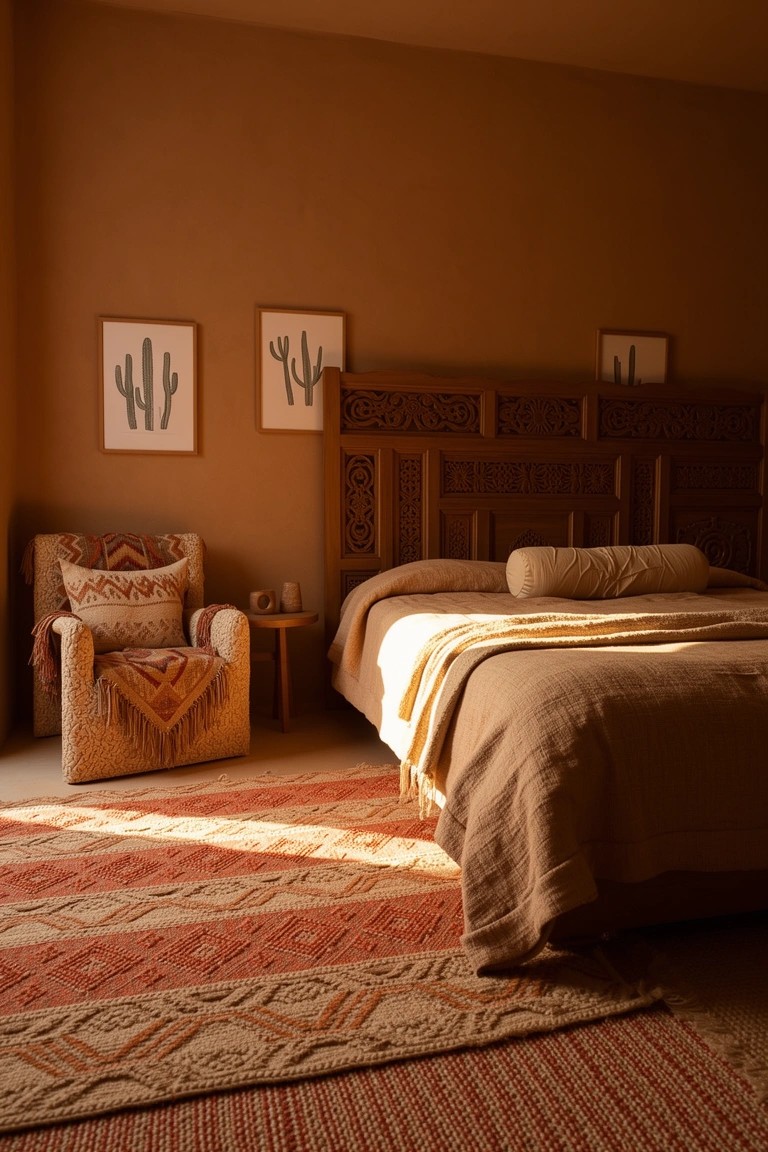 Layered Rugs in Boho Bedrooms