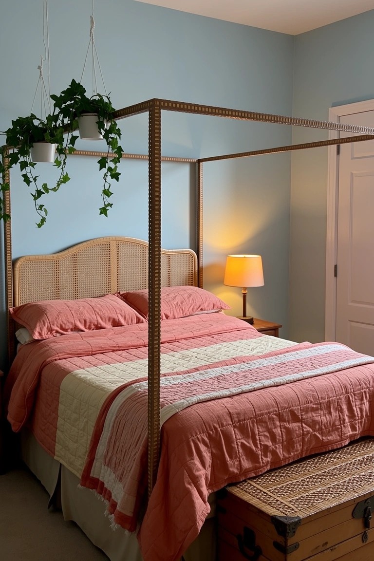 Canopy Bed with Hanging Plants