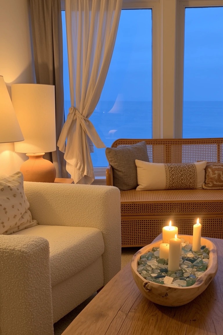 Candles in Sea Glass Bowls