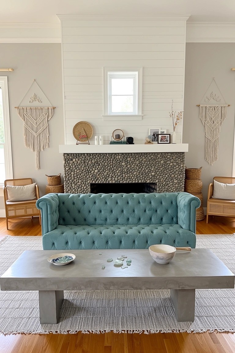 Pebble Stone Fireplace