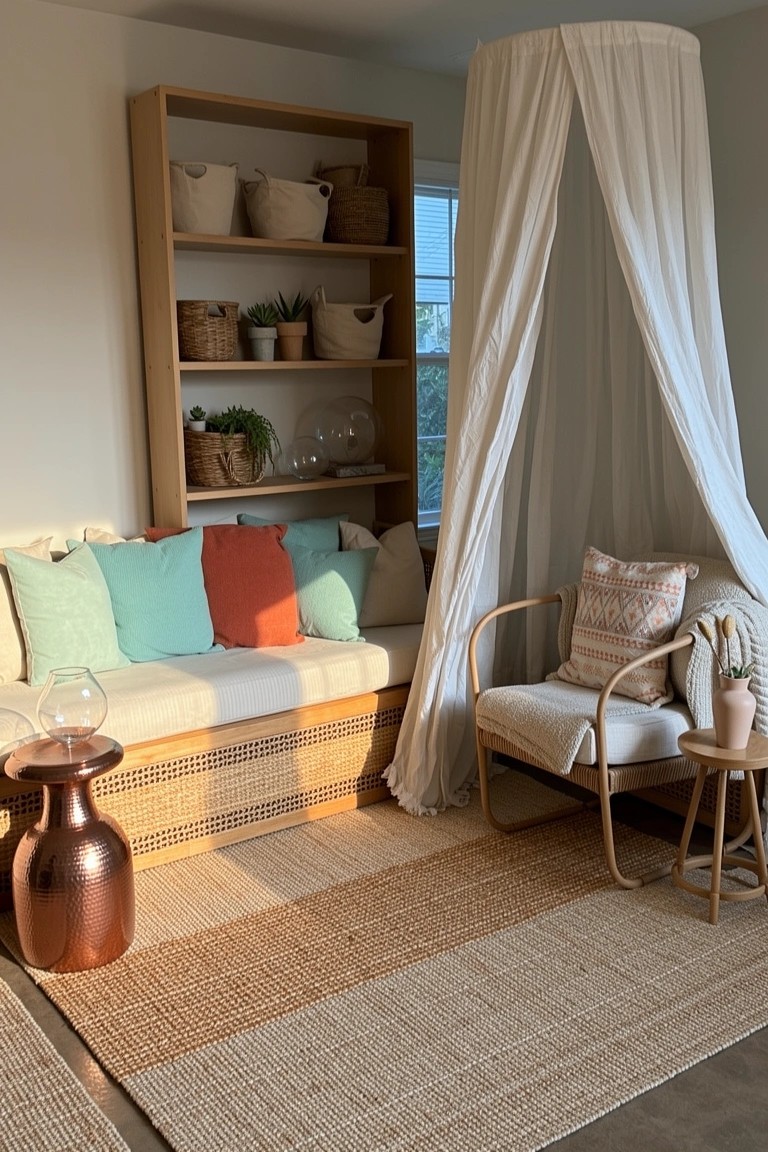 Window Seat with Sheer Canopy