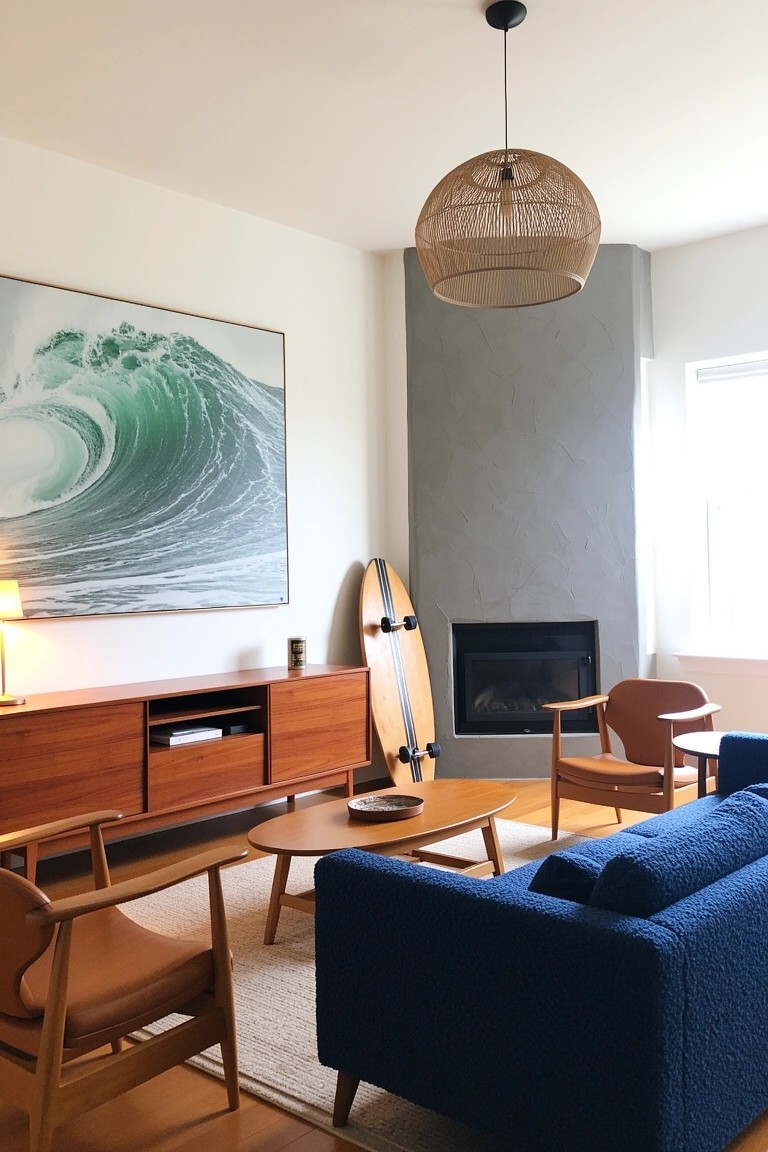 Leaning a Surfboard in the Living Room