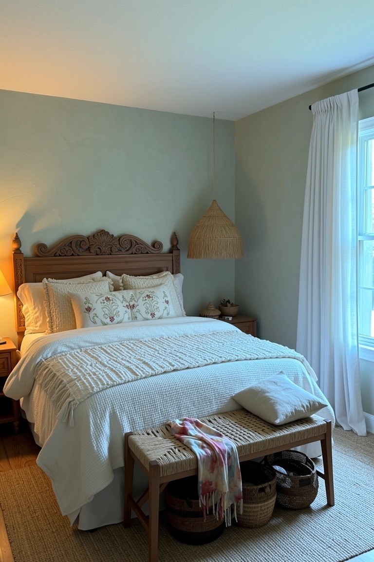 Bedroom Bench with Baskets