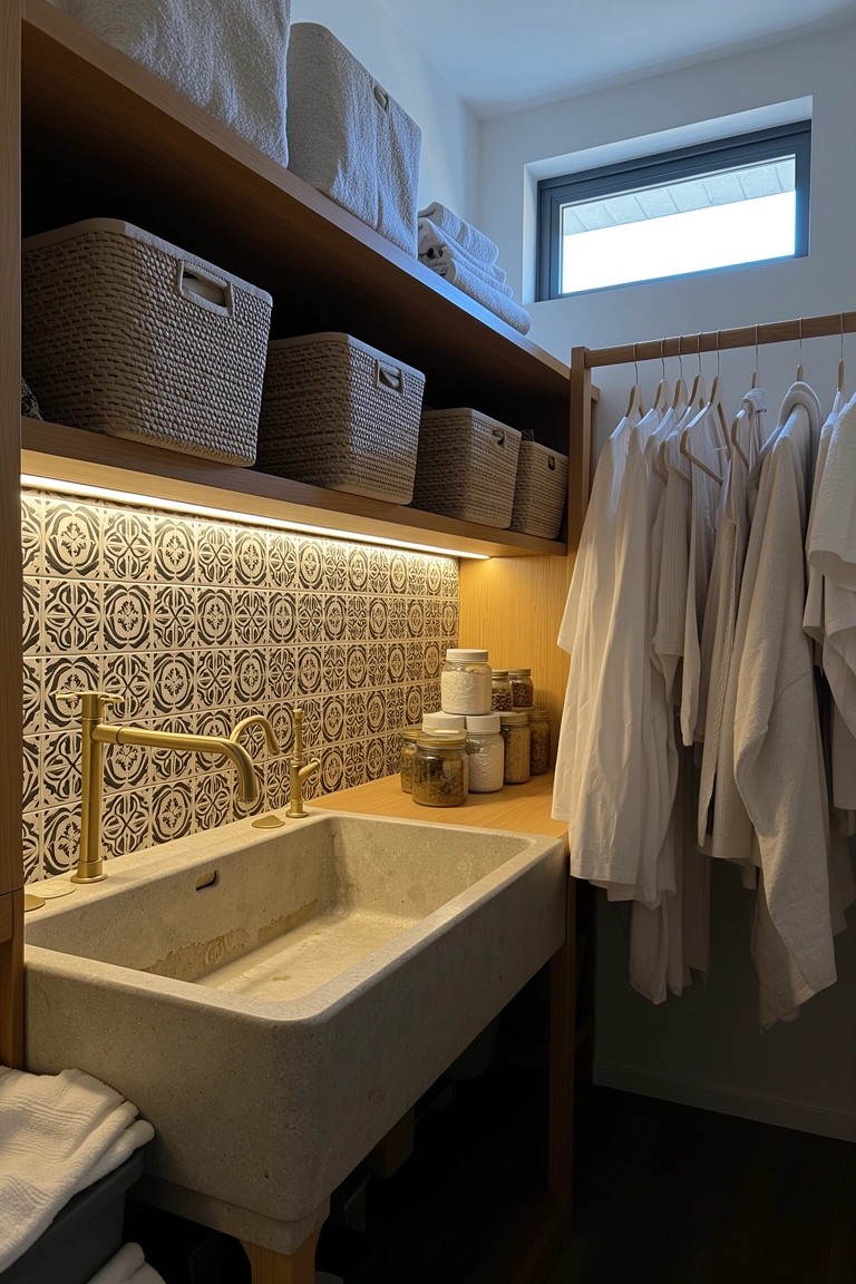 Wood Shelves for Laundry Storage