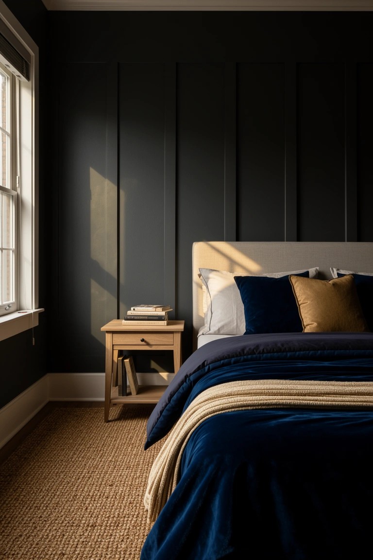 Dark Walls in Beach Bedrooms