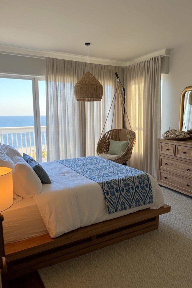 Hanging Chairs in Beach Bedrooms