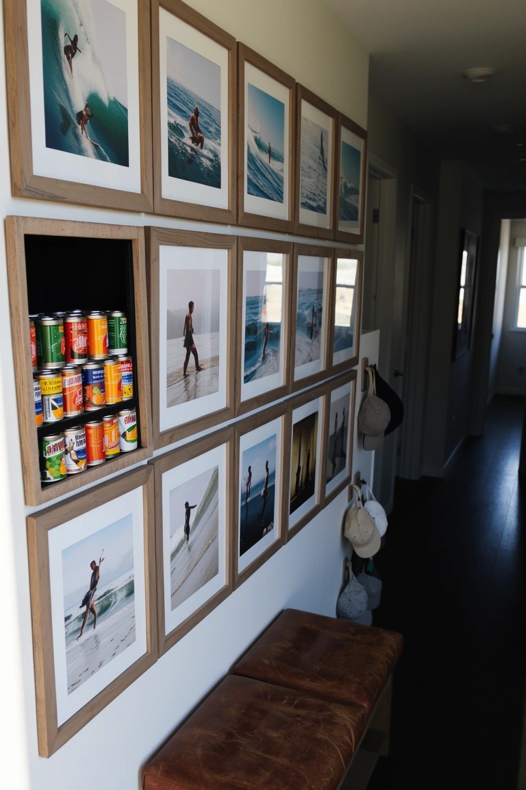 Surf Gallery Wall with Storage Niche