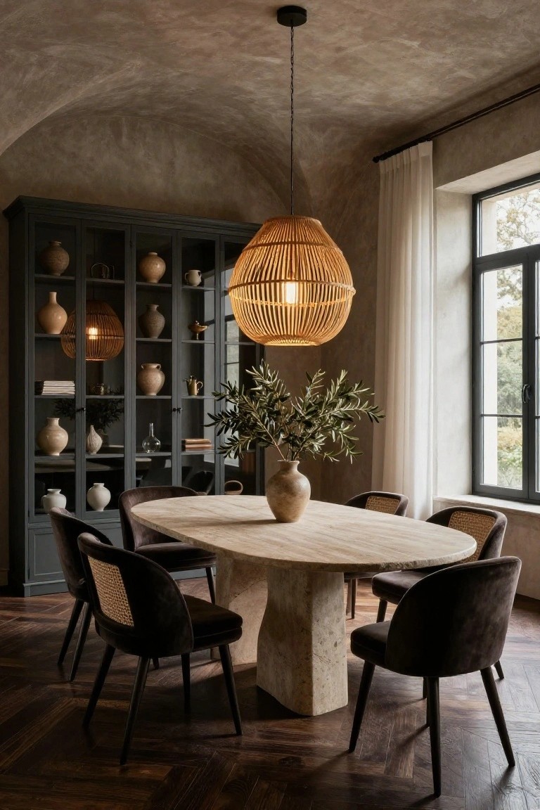 Travertine Pedestal Dining Table