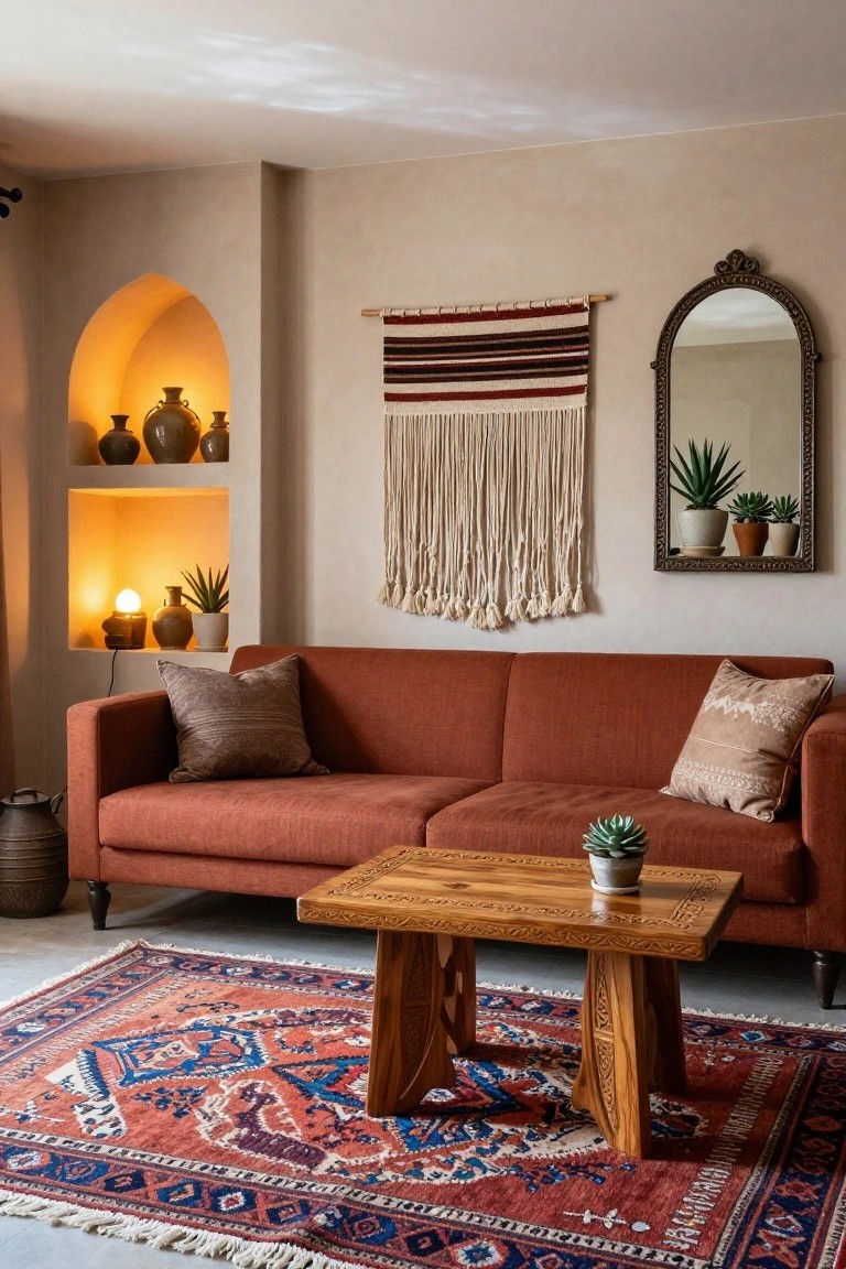Rust Sofas Warm Boho Living Rooms