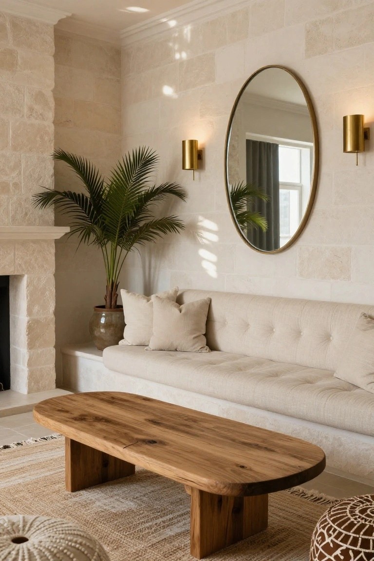 Natural Wood Coffee Table in Light Living Rooms